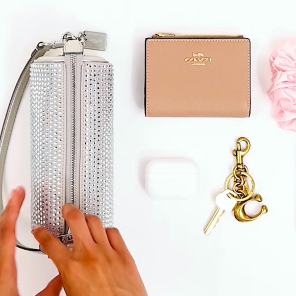 NWT Coach Silver & Gray w/Crystals Cylinder Wristlet/Purse - Picture 5 of 9